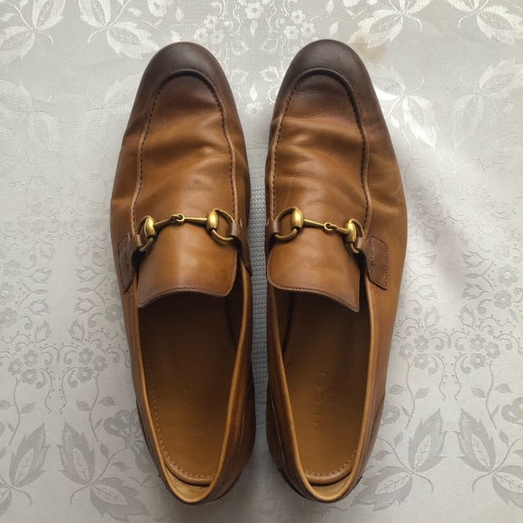 GUCCI Jordaan Brown Leather Loafers Men’s Size 11.5 Signature Horsebit Shoes